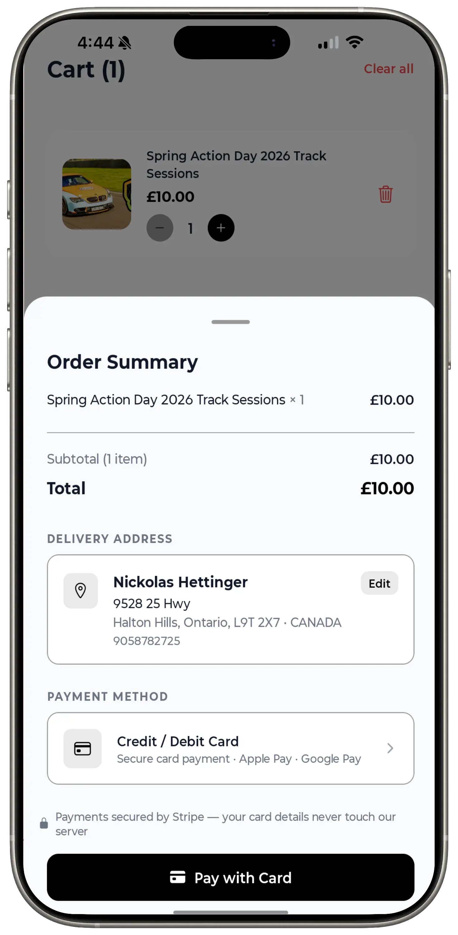 Secure Stripe payments